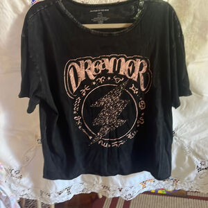 Caution To The Wind Womens Gray Crop Top Shirt Short Sleeve Dreamer Small